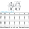 SS wire rope grips dimensions